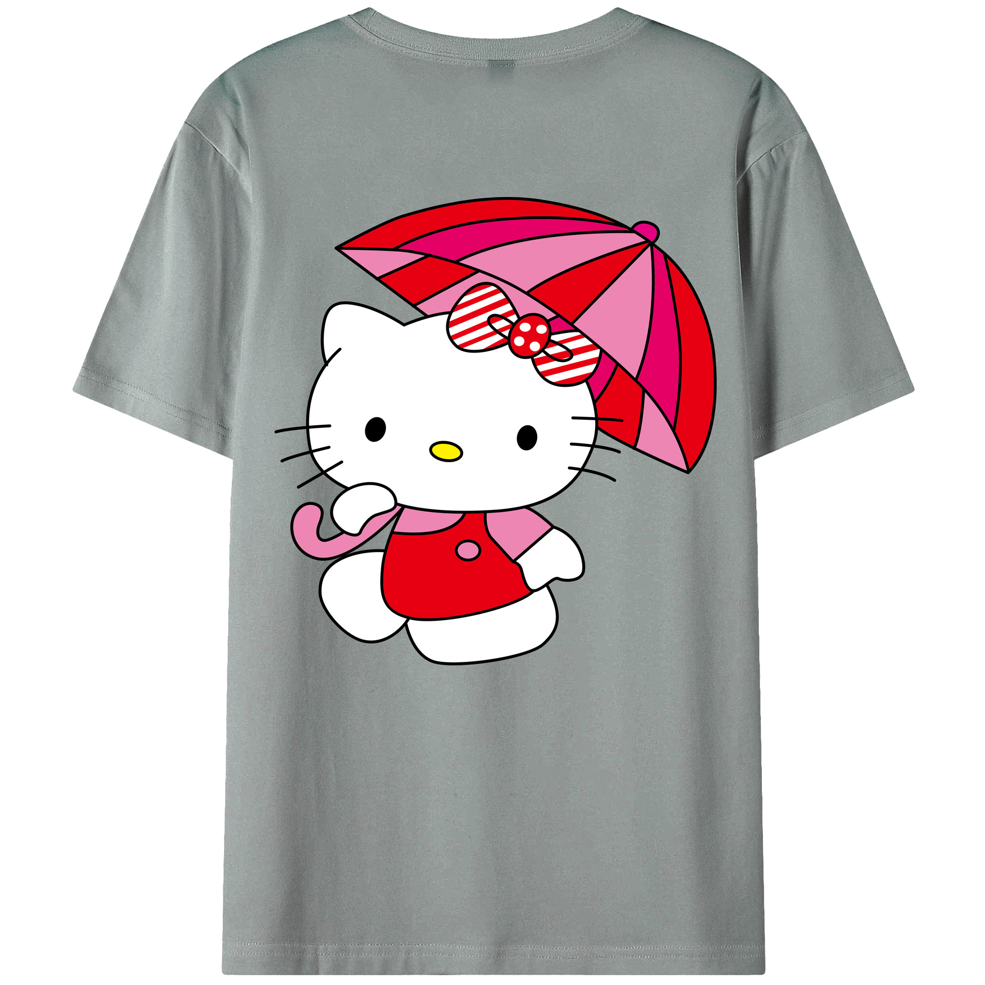 （画像用） Hello Kitty ハローキティ 綿100％ メンズ半袖Tシャツ（バックプリント） 通気性